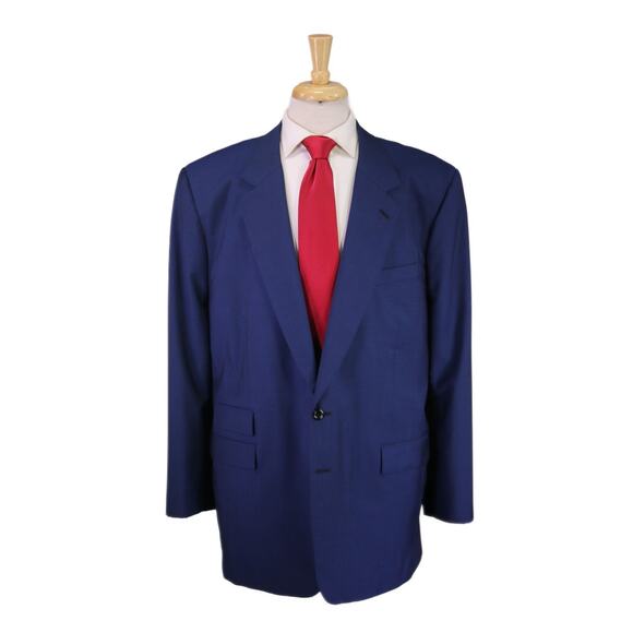 Guffey's Atlanta Handmade Tailored Custom Solid Royal Blue 2-Btn Wool Suit 48R - Picture 1 of 11